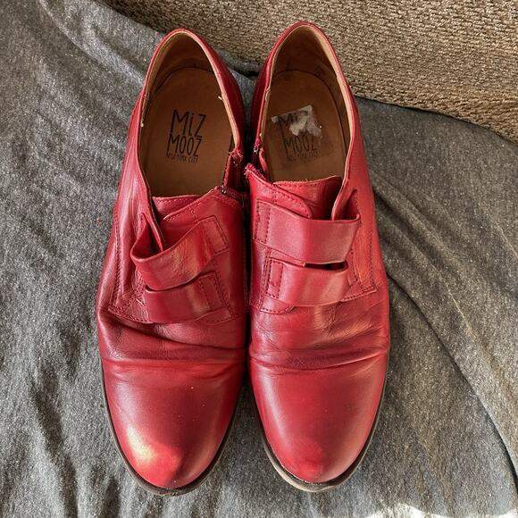 Miz Mooz Liam Oxfords Women’s Size 9 Red Leather Derby Zipper - Picture 3 of 15